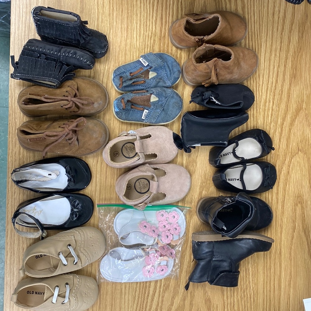 Baby girl collection of shoes ranging from size 4. - 5